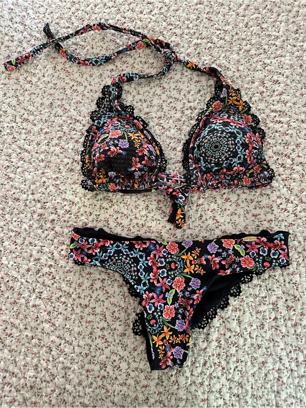 LULI FAMA NOCHES DE SEVILLA TRIANGLE BIKINI TOP AND BOTTOMS SIZE M - Picture 11 of 14